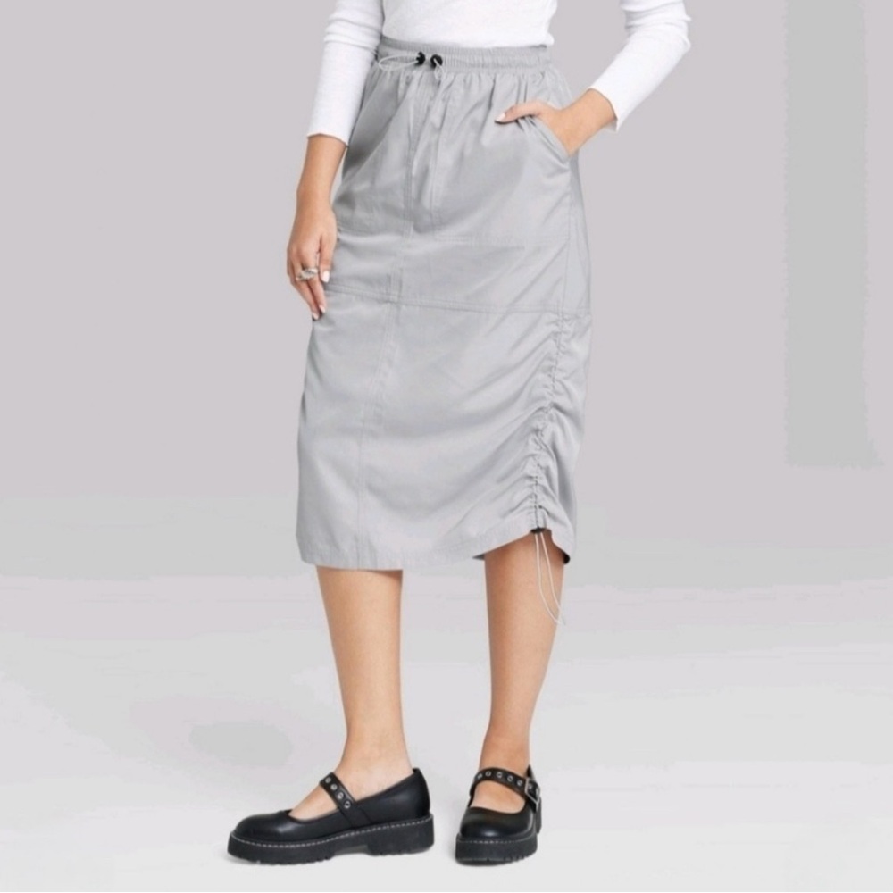 WILD FABLE Gray Women's Athletic Skirt Size 2X Drawstring Windbreaker Streetwear